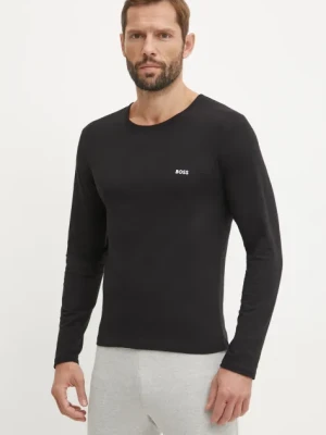 BOSS longsleeve bawełniany 3-pack kolor czarny gładki 50492321