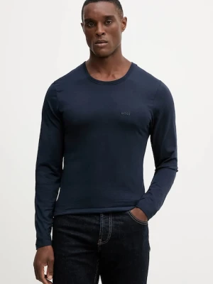 BOSS longsleeve bawełniany 3-pack kolor granatowy gładki 50492321
