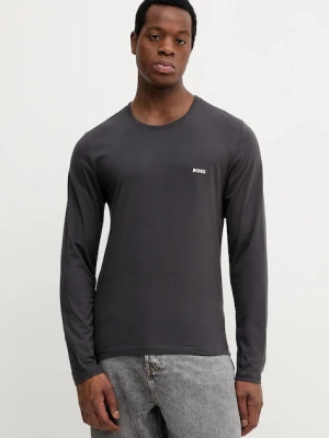 BOSS longsleeve bawełniany 3-pack kolor szary gładki 50492321