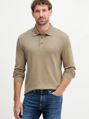 BOSS longsleeve bawełniany kolor brązowy gładki 50468392