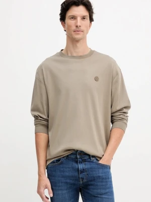 BOSS longsleeve bawełniany kolor zielony gładki 50557846