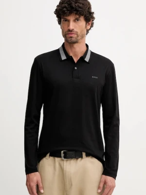 BOSS longsleeve bawełniany męskie kolor czarny gładki 50549257