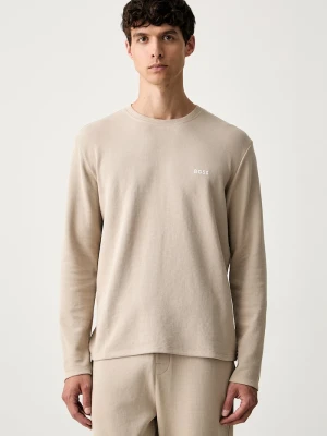 BOSS longsleeve lounge męski z bawełną Waffle LS-Shirt beżowy