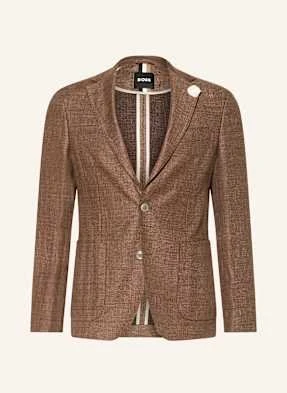 Boss Marynarka Garniturowa Hanry Slim Fit Z Dodatkiem Lnu braun