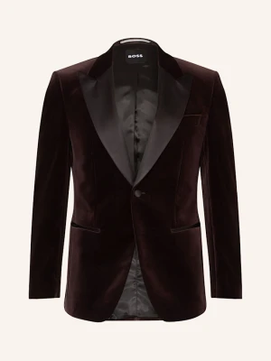 Boss Marynarka Smokingowa H-Hutson-Tux-254 Slim Fit Z Aksamitu braun CIEMNOBRĄZOWY