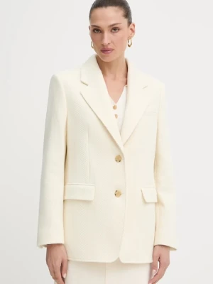 BOSS marynarka wełniana kolor beżowy oversize gładka 50543726
