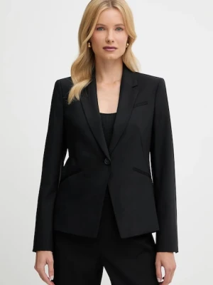 BOSS marynarka wełniana kolor czarny jednorzędowa gładka 50546622