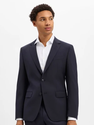 BOSS marynarka z czystej wełny z systemu modułowego Mężczyźni Slim Fit wełna ze strzyży niebieski