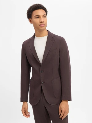 BOSS marynarka z modułowej kolekcji z domieszką lnu Mężczyźni Slim Fit len brązowy