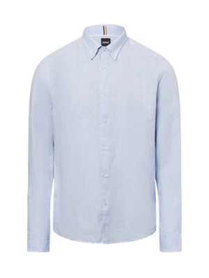 BOSS Męska koszula casual z zawartością lnu - C-LIAM-S-BD-C1-243 Mężczyźni Regular Fit len niebieski jednolity,