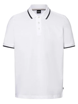 BOSS Męska koszulka polo - Parlay 190 Mężczyźni Bawełna biały jednolity,