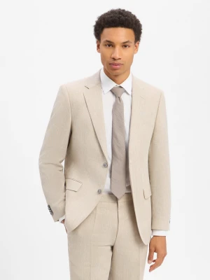 BOSS Męska marynarka garniturowa z zawartością lnu - H-Jasper Mężczyźni Regular Fit beżowy jednolity,