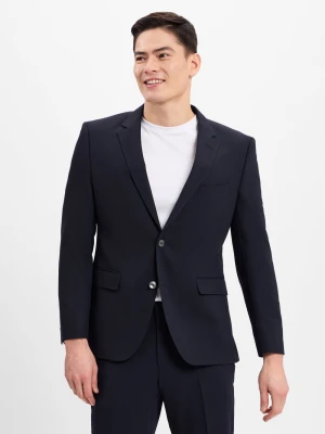 BOSS Męska marynarka od garnituru modułowego Mężczyźni Regular Fit Sztuczne włókno niebieski wypukły wzór tkaniny,