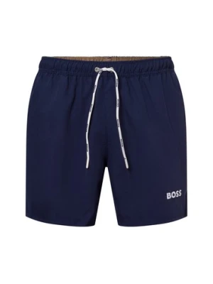 BOSS Męskie spodenki kąpielowe Mężczyźni Sztuczne włókno niebieski,