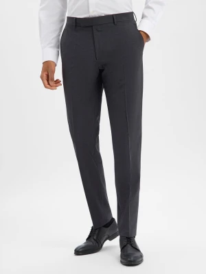 BOSS Męskie spodnie garniturowe z wełny dziewiczej Baukasten - Leon Mężczyźni Regular Fit wełna ze strzyży czarny marmurkowy,