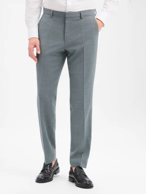 BOSS Męskie spodnie garniturowe z zawartością wełny dziewiczej - Leon Mężczyźni Regular Fit niebieski|zielony,