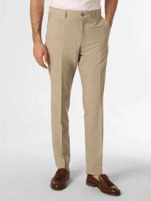BOSS Męskie spodnie od garnituru modułowego Mężczyźni Regular Fit wełna ze strzyży beżowy marmurkowy,