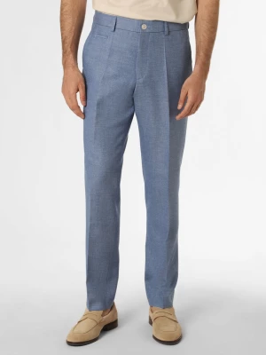 BOSS Męskie spodnie od garnituru modułowego Mężczyźni Regular Fit wełna ze strzyży niebieski wypukły wzór tkaniny,