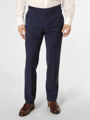 BOSS Męskie spodnie od garnituru modułowego Mężczyźni Regular Fit wełna ze strzyży niebieski wypukły wzór tkaniny,
