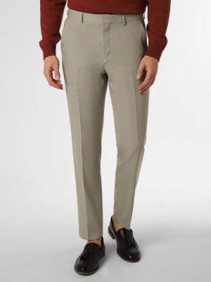 BOSS Męskie spodnie od garnituru modułowego Mężczyźni Regular Fit Wełna zielony wypukły wzór tkaniny,