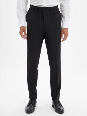 BOSS Męskie spodnie z wełny dziewiczej Baukasten - H-Gio-MM-C-NF Mężczyźni Slim Fit czarny jednolity,