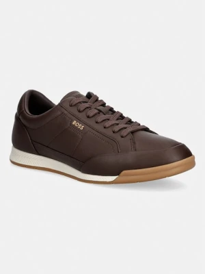 BOSS Nitan sneakersy męskie skórzane brązowy