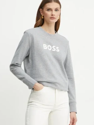 BOSS Orange bluza bawełniana BOSS ORANGE damska kolor szary z nadrukiem