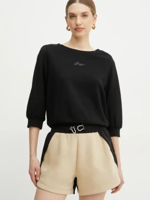 BOSS Orange bluza bawełniana damska kolor czarny z aplikacją 50540962
