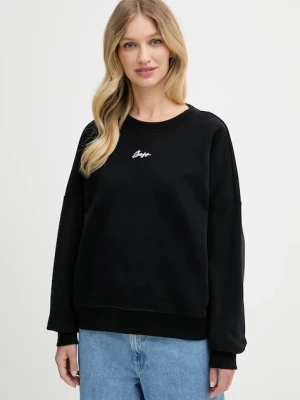 BOSS Orange bluza bawełniana damska kolor czarny z aplikacją 50547974