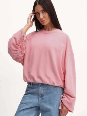 BOSS Orange bluza bawełniana damska kolor różowy gładka 50518541