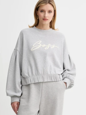 BOSS Orange bluza bawełniana damska kolor szary melanżowa 50547796