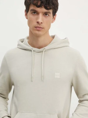 BOSS Orange bluza bawełniana męska kolor beżowy z kapturem gładka 50509314
