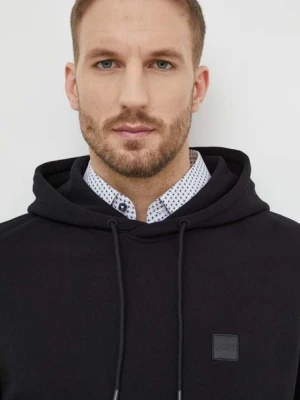 BOSS Orange bluza bawełniana męska kolor czarny z kapturem gładka 50509314