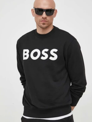 BOSS Orange bluza bawełniana męska kolor czarny z nadrukiem 50487133