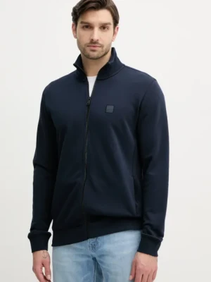 BOSS Orange bluza bawełniana męska kolor granatowy gładka 50511709