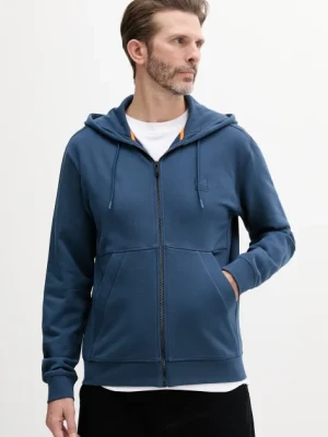 BOSS Orange bluza bawełniana męska kolor niebieski z kapturem gładka 50508578