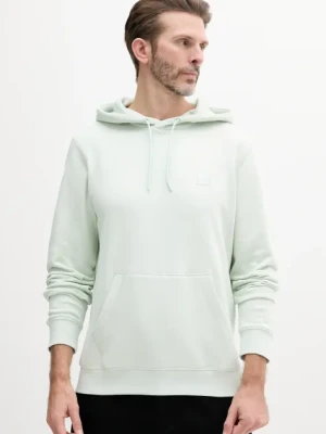 BOSS Orange bluza bawełniana męska kolor niebieski z kapturem gładka 50509314