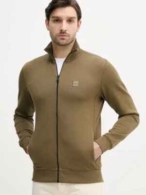 BOSS Orange bluza bawełniana męska kolor zielony gładka 50511709