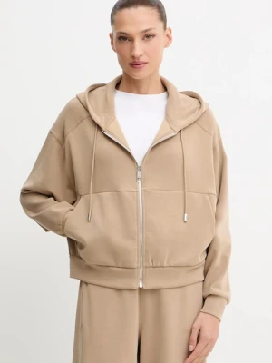 BOSS Orange bluza damska kolor beżowy z kapturem gładka 50547813