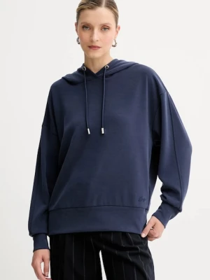 BOSS Orange bluza damska kolor granatowy z kapturem gładka 50551451