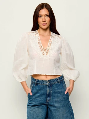 BOSS ORANGE Bluzka C_Briketta | Cropped Fit ecru