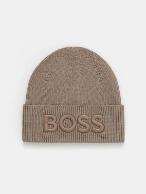 BOSS Orange czapka wełniana kolor zielony wełniana 50522449