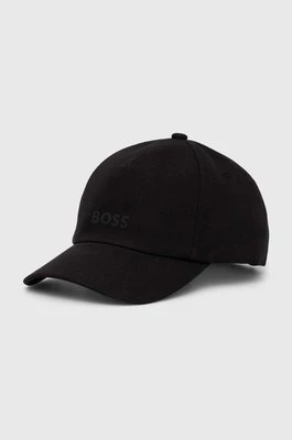 Boss Orange czapka z daszkiem bawełniana kolor czarny gładka 50518788