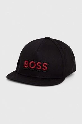 Boss Orange czapka z daszkiem bawełniana kolor czarny z aplikacją