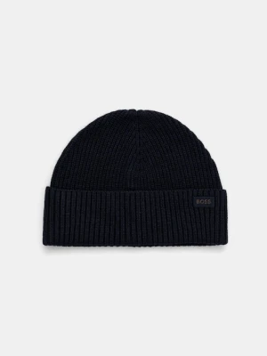 BOSS Orange czapka z dodatkiem wełny kolor granatowy 50551019