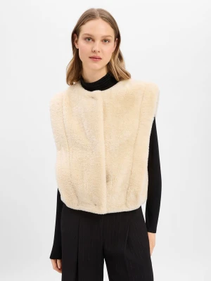 BOSS Orange Damska kamizelka z pluszowym futerkiem - Cosila Kobiety Sztuczne włókno beżowy jednolity,