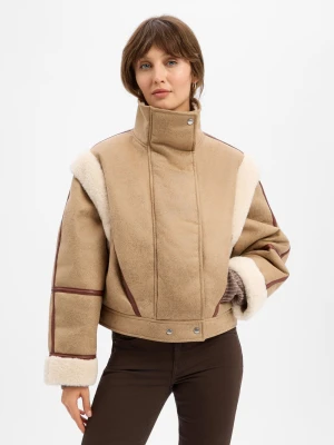 BOSS Orange Damska kurtka ze sztucznego futra - Cheerlea Kobiety brązowy jednolity,