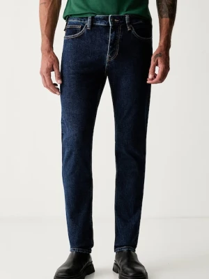 BOSS Orange jeansy slim fit męskie DELAWARE granatowy