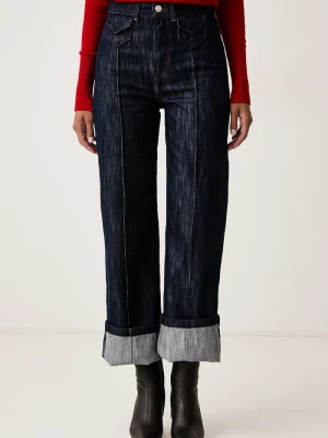 BOSS Orange jeansy straight damskie C_MARLENE FUP granatowy