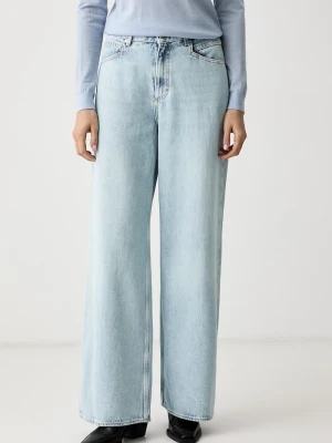 BOSS Orange jeansy wide leg damskie C_EMMA MR 1.0 niebieski